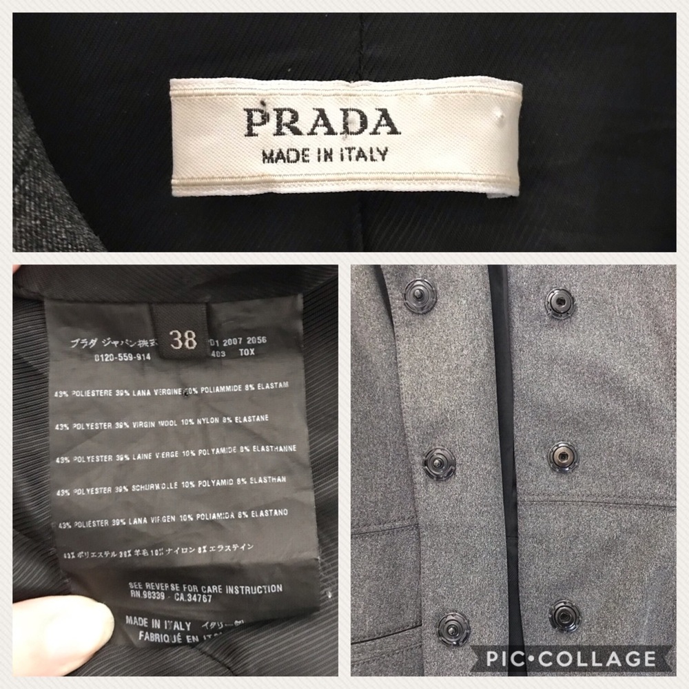 Prada Charcoal Gray Snap-Button Jacket Blazer - image 6